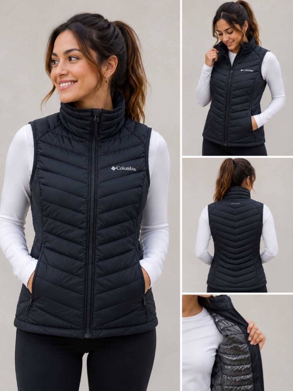 Columbia Omni-Heat Puffer Vest Women’s Size S Black Silver Lining Like New